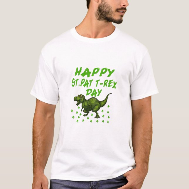 Happy St Pat Rex Saint Patrick's Day Dinosaur Boys T Shirt (Framsida)