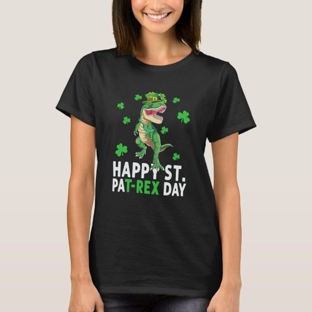 Happy St Pat Rex Saint Patrick's Day Dinosaur Boys T Shirt (Framsida)