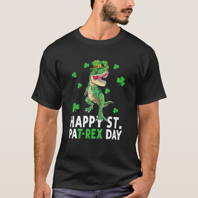 Happy St Pat Rex Saint Patrick's Day Dinosaur Boys T Shirt (Framsida)