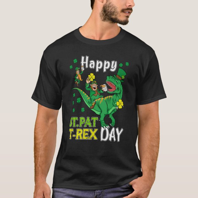 Happy St Pat Rex Saint Patrick's Day Leprechaun Di T Shirt (Framsida)