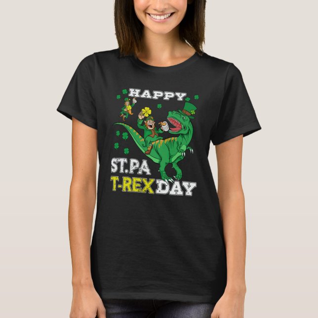 Happy St Pat Rex Saint Patrick's Day Leprechaun Di T Shirt (Framsida)