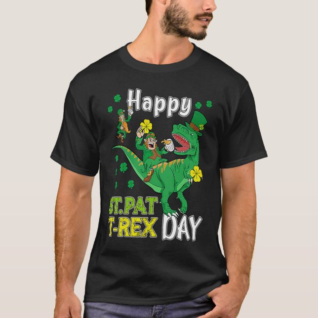 Happy St Pat Rex Saint Patrick's Day Leprechaun Di T Shirt (Framsida)