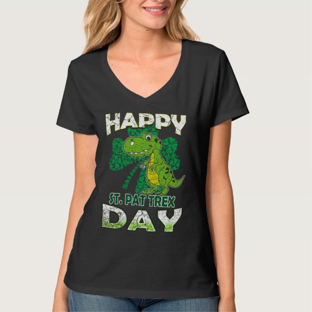 Happy St Pat Rex St Patrick's Day Cute Dinosaur Ki T Shirt (Framsida)