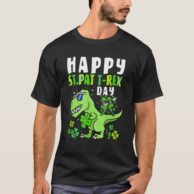 Happy St Pat T Rex Dabbing Shamrock St Patrick's D T Shirt (Framsida)
