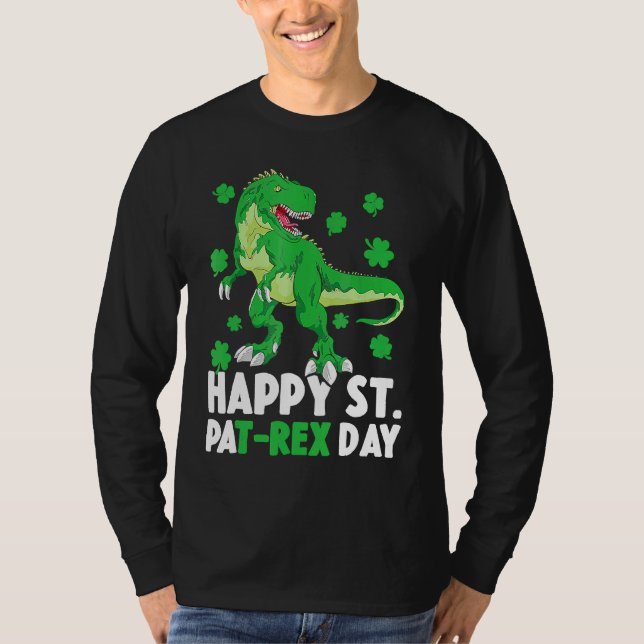 Happy St Pat T Rex Saint Patrick's Day Dinosaur Bo T Shirt (Framsida)