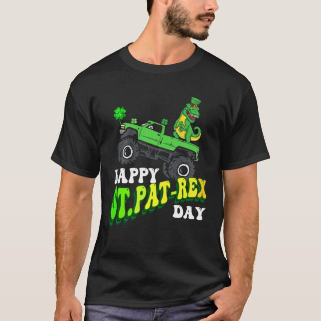 Happy St Pat Trex Day Dino St Patricks Day Groovy  T Shirt (Framsida)