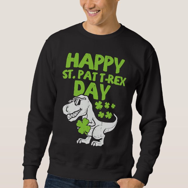 Happy St Pat Trex Day Dino St Patricks Day Toddler Lång Ärmad Tröja (Framsida)