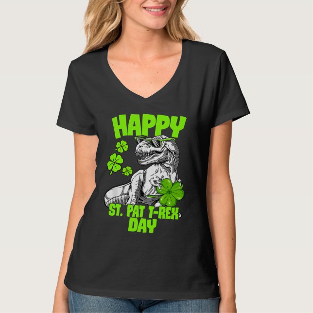 Happy St Pat Trex Day Dino St Patricks Day Toddler T Shirt (Framsida)