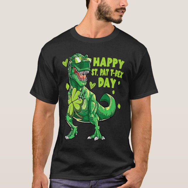Happy St Pat Trex Day Dino St Patricks Day Toddler T Shirt (Framsida)