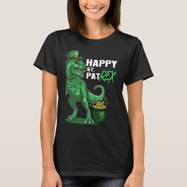 Happy St Pat Trex Day Dino St Patricks Day Toddler T Shirt (Framsida)