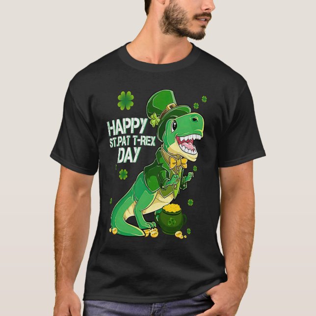 Happy St Pat Trex Day Dino St Patricks Day Toddler T Shirt (Framsida)
