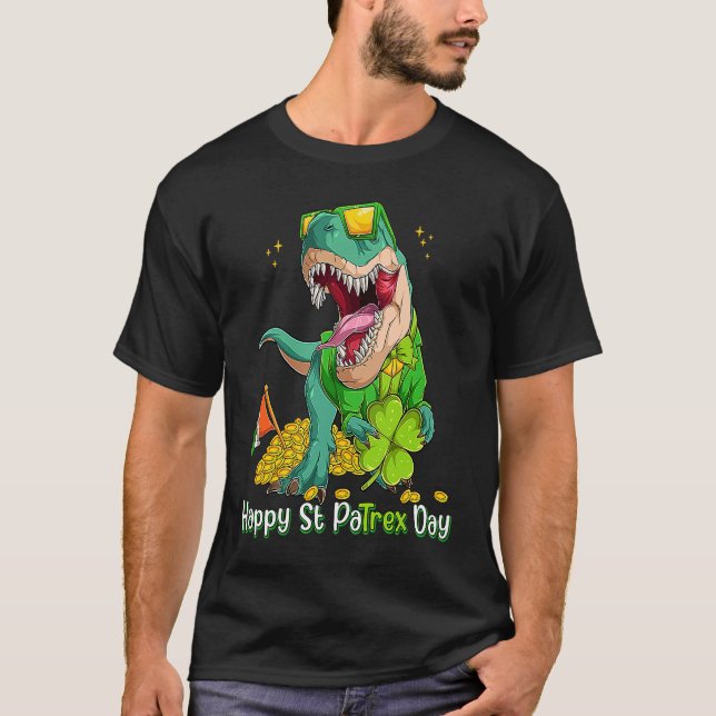 Happy St Pat Trex Day Dino St Patricks Day Toddler T Shirt (Framsida)