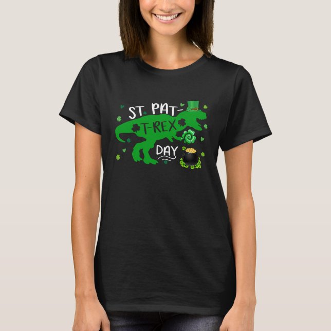 Happy St Pat Trex Day Dino St Patricks Day Toddler T Shirt (Framsida)
