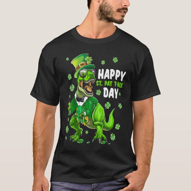 Happy St Pat Trex Day Dino St Patricks Day Toddler T Shirt (Framsida)