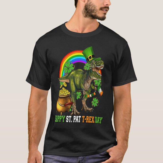 Happy St Pat Trex Day Dino St Patricks Day Toddler T Shirt (Framsida)
