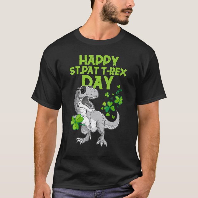 Happy St Pat Trex Day Dino St Patricks Day Toddler T Shirt (Framsida)