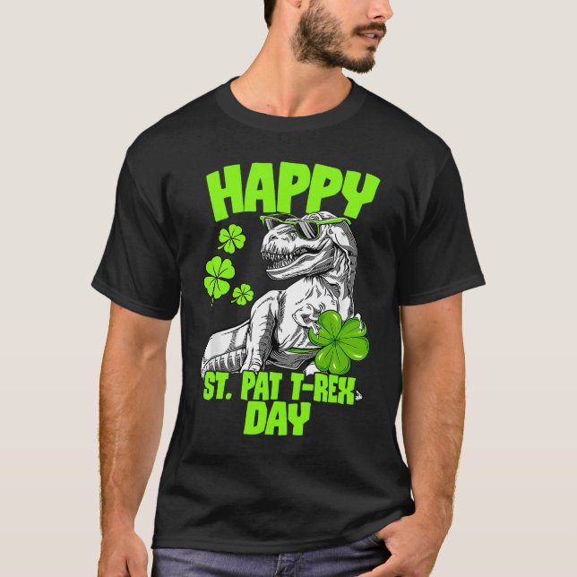 Happy St Pat Trex Day Dino St Patricks Day Toddler T Shirt (Framsida)