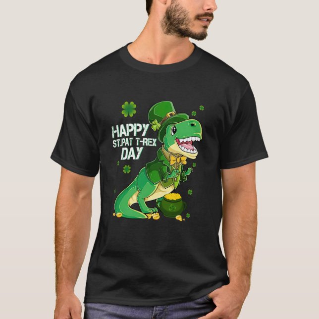 Happy St Pat Trex Day Dino St Patricks Day Toddler T Shirt (Framsida)