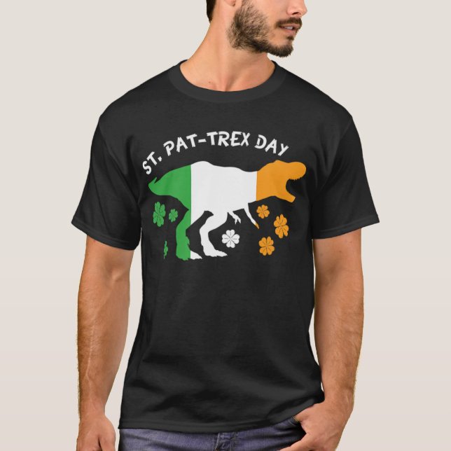 Happy St Pat Trex Day Dinosaur Tyrannosaur Patrick T Shirt (Framsida)