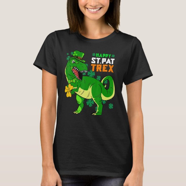 Happy St Pat Trex Day Saint Patrick Dinosaur Boys  T Shirt (Framsida)