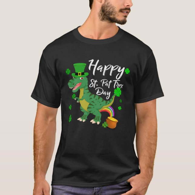 Happy St. Pat Trex Day T-Shirt Dinosaur St. Patric (Framsida)