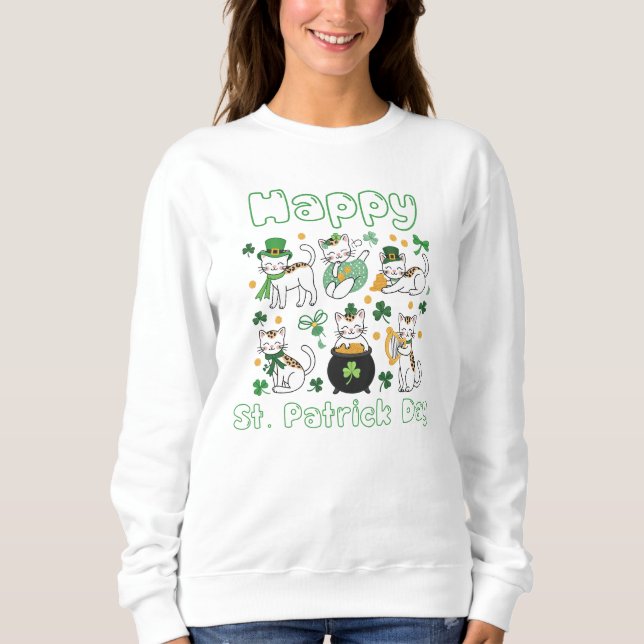 Happy St. Patrick Day Cats  T Shirt (Framsida)