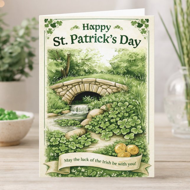 Happy St. Patrick’s Day Card – Green Shamrocks Kort (Skapare uppladdad)