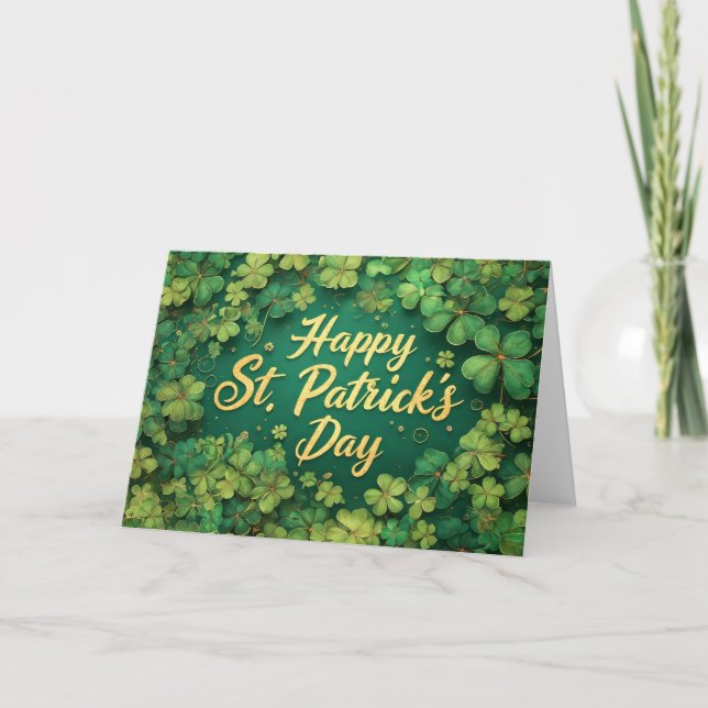 Happy St. Patrick’s Day Clover Design Kort (Framsida)