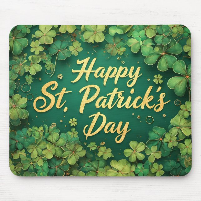 Happy St. Patrick’s Day Clover Design Musmatta (Framsidan)
