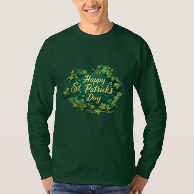 Happy St. Patrick’s Day Clover Design T Shirt (Framsida)