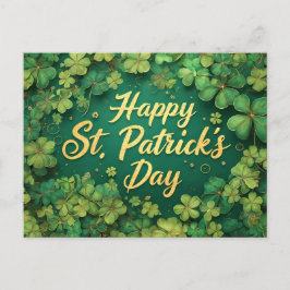 Happy St. Patrick’s Day Clover Design Vykort
