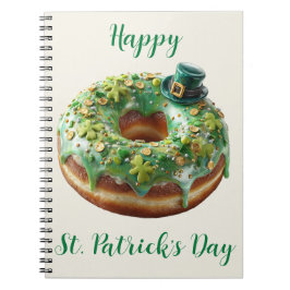 Happy St. Patrick’s Day Donut with Leprechaun Hat Anteckningsbok