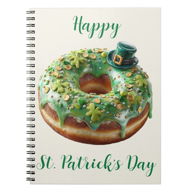 Happy St. Patrick’s Day Donut with Leprechaun Hat Anteckningsbok (Framsidan)