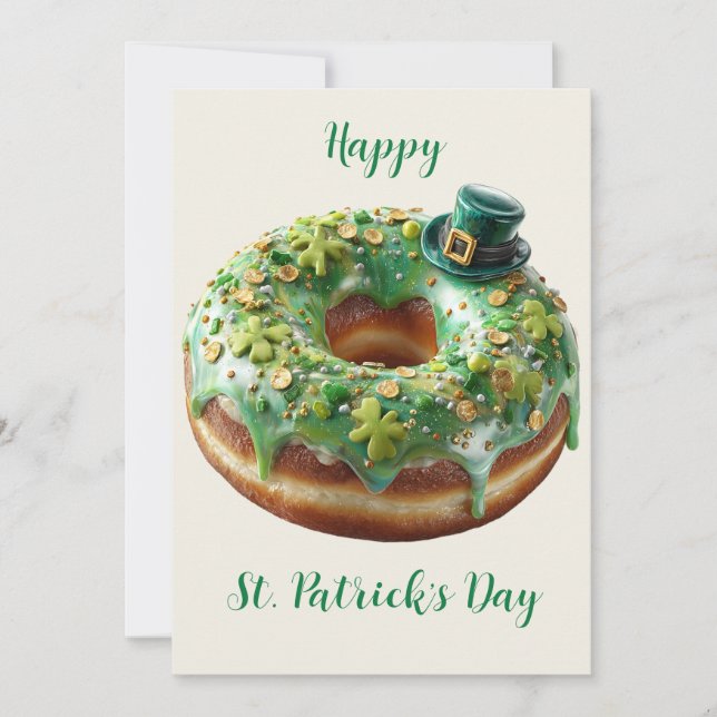 Happy St. Patrick’s Day Donut with Leprechaun Hat Inbjudningar (Framsida)