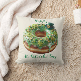 Happy St. Patrick’s Day Donut with Leprechaun Hat Kudde