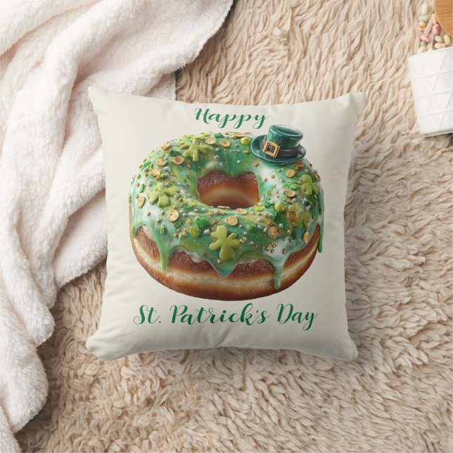 Happy St. Patrick’s Day Donut with Leprechaun Hat Kudde (Filt)