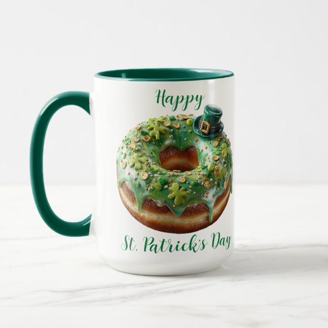Happy St. Patrick’s Day Donut with Leprechaun Hat Mugg (Vänster)