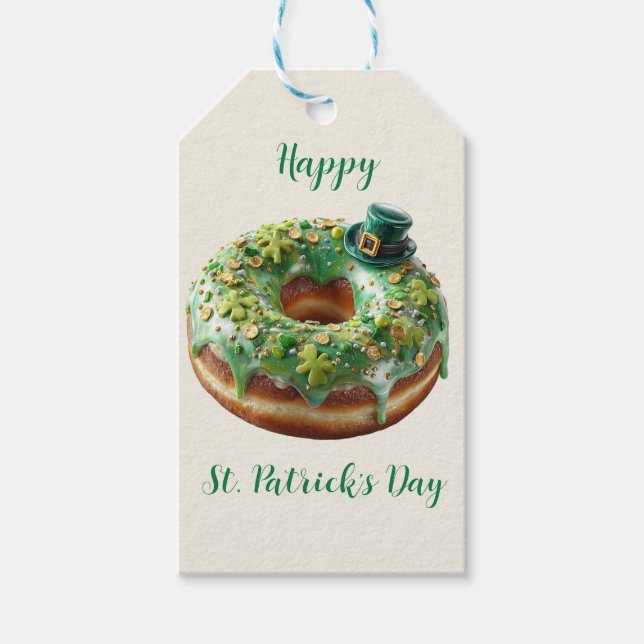 Happy St. Patrick’s Day Donut with Leprechaun Hat Presentetikett (Framsidan)