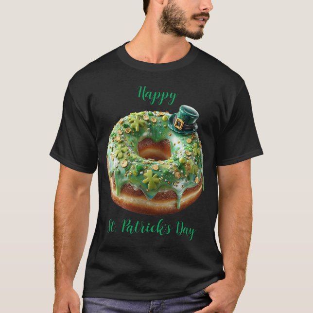 Happy St. Patrick’s Day Donut with Leprechaun Hat T Shirt (Framsida)