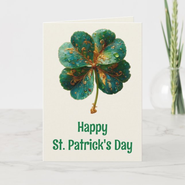 Happy St. Patrick’s Day Elegant Shamrock Kort (Framsida)