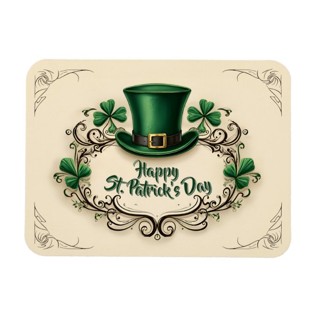 Happy St. Patrick’s Day Shamrock Design Magnet (Horisontell)