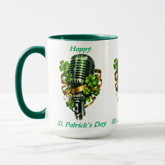 Happy St. Patrick’s Day Shamrock & Microphone Mugg