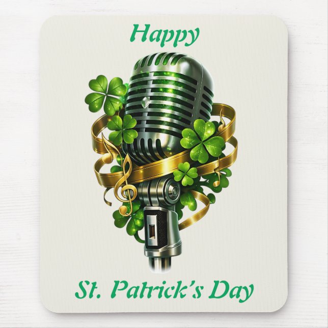 Happy St. Patrick’s Day Shamrock & Microphone Musmatta (Framsidan)