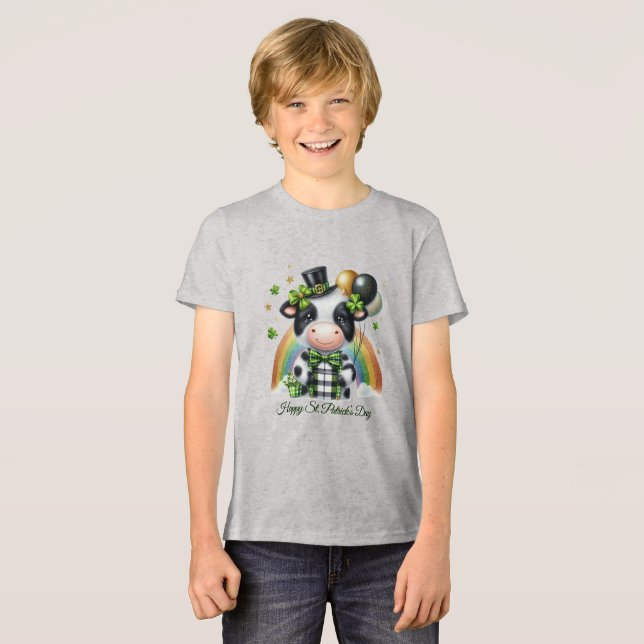Happy St. Patrick’s Kid’s T-shirt with Back Print (Framsida Full)