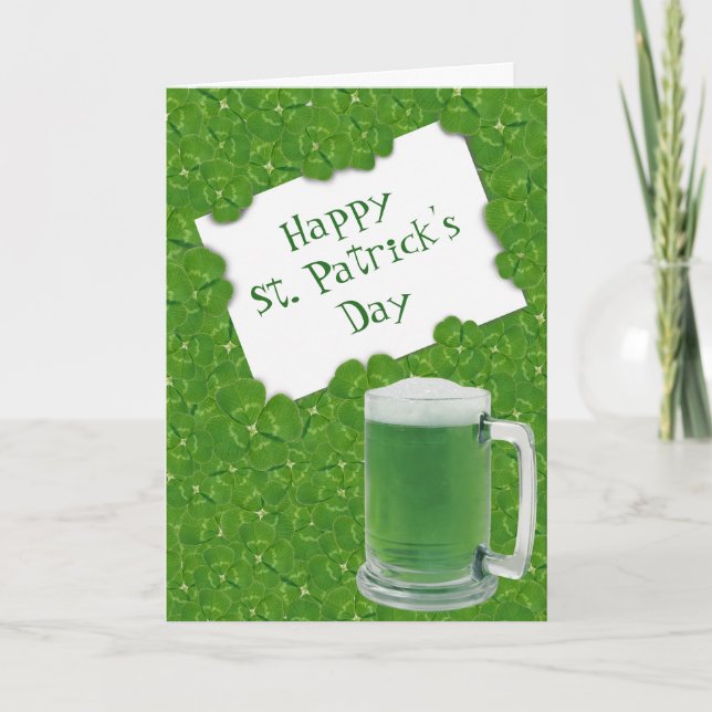 Happy St. Patrick's Beer and Four-leaf Clovers Kort (Framsida)