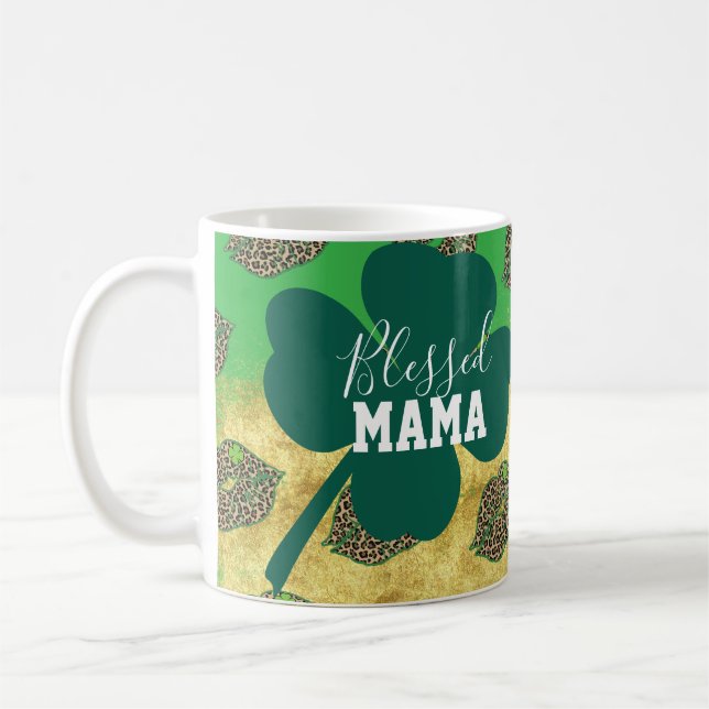 Happy St Patricks Day Blessed Mom Mama  Kaffemugg (Vänster)
