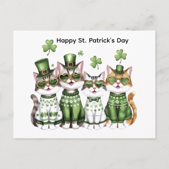 Happy St. Patrick's Day cats Vykort (Framsida)