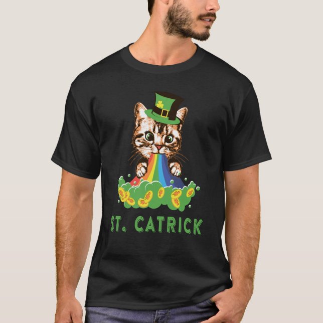 Happy St Patrick's Day Cute Lucky Cat Kitten Irish T Shirt (Framsida)