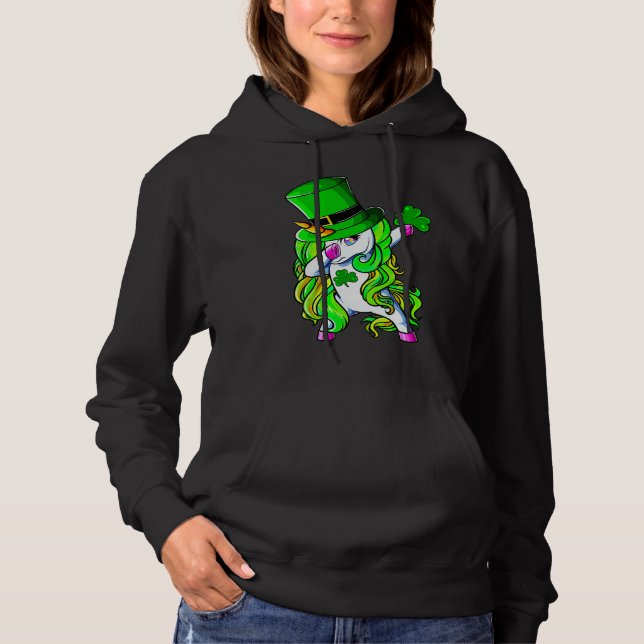 Happy St Patrick's Day Dabbing Unicorn Lucky Shamr T Shirt (Framsida)