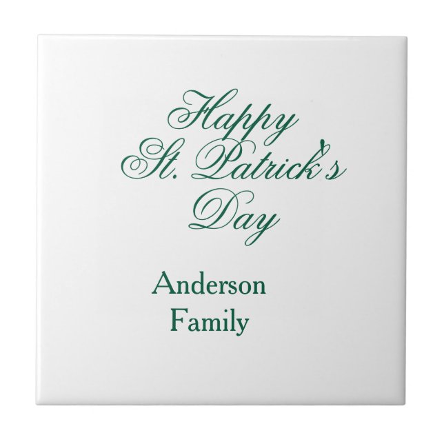Happy St. Patrick's day family name green sminimal Kakelplatta (Framsidan)
